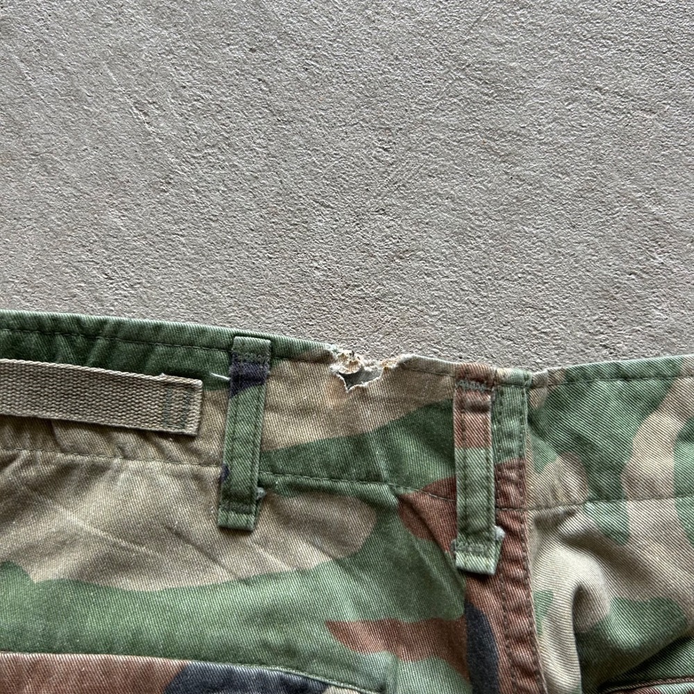 Vintage 80s US Army Cargo Pants Size 30x30 Brown Green Woodland Camo Trousers - Picture 10 of 11